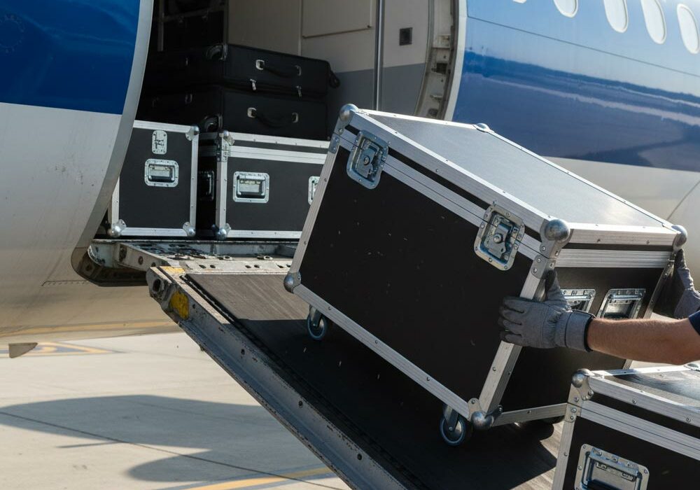 A person holding a custom built flightcase