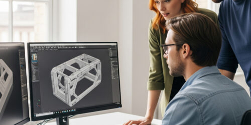 A person undertaking packaging design on a computer